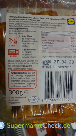 chef select Hähnchenbrust Filetstücke Kalorien Nutri-Score & Sweet Chili: Angebote, Preis