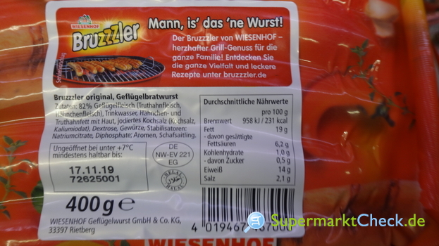 Wiesenhof Bruzzler Original extra würzig: Preis, Angebote, Kalorien ...