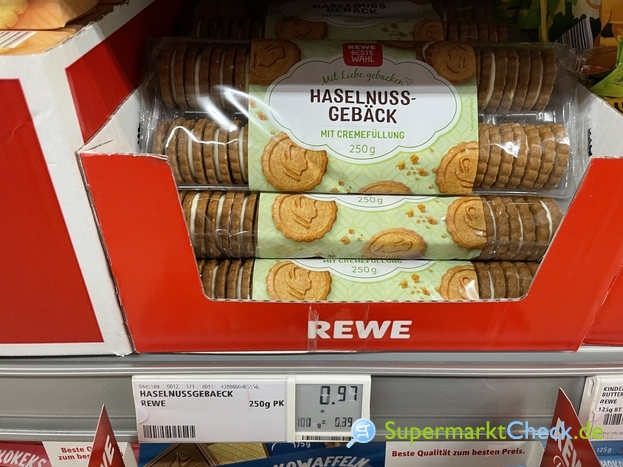 REWE Beste Wahl Haselnussgebäck mit Creme gefüllt: Preis, Angebote ...