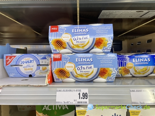 Foto von Elinas leichter Joghurt-Genuss nach griechischer Art Honig 0,1 % Fett 4 x 150 g