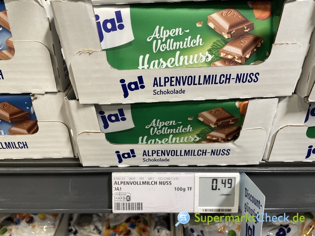 Foto von ja! Alpenvollmilch Haselnuss Schokolade