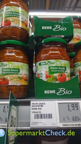 Foto von Rewe Bio Pasta Sauce Tomate Basilikum