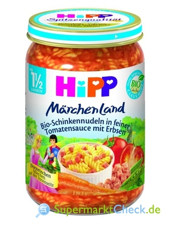 Foto von Hipp Märchenland Bio-Schinkennudeln in feiner Tomatensauce mit Erbsen