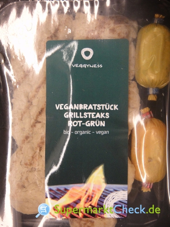 Foto von veggyness Veganbratstück Grillsteaks rot grün