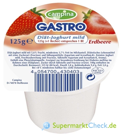 Foto von Campina Gastro Diät Joghurt mild 