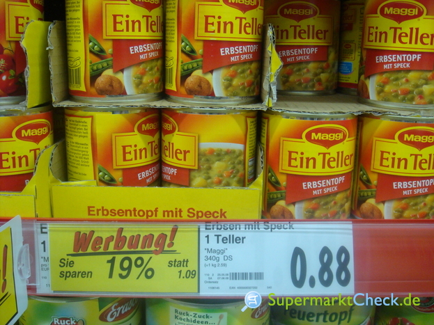 Maggi Ein Teller Erbsentopf mit Speck: Preis, Angebote, Kalorien ...