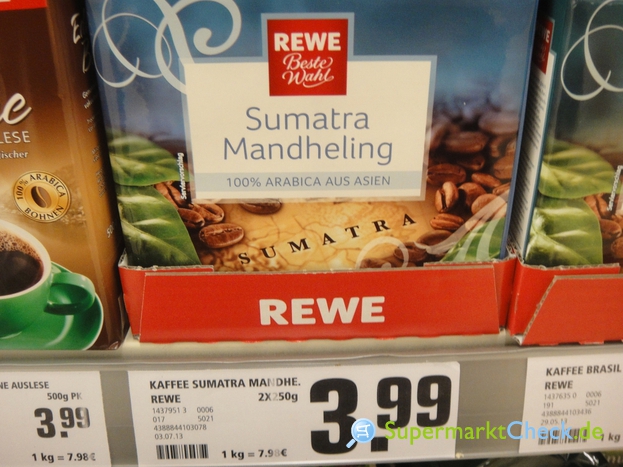 Foto von REWE Beste Wahl Sumatra Mandheling Kaffee