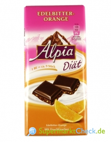 Foto von Alpia Diät Edelbitter mit Orangenstücken Schokolade