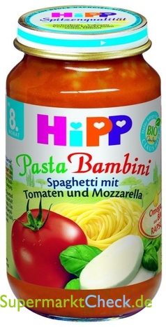 Hipp Pasta Bambini Spaghetti mit Tomaten und Mozzarella: Preis, Angebote,  Kalorien & Nutri-Score