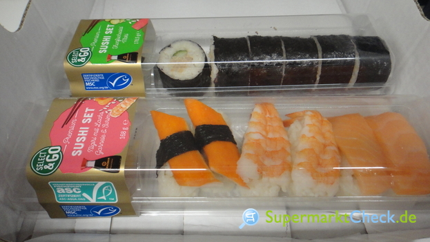Lidl select &amp; go Sushi Set Premium Nigiri mit Lachs, Garnele und Surimi ...
