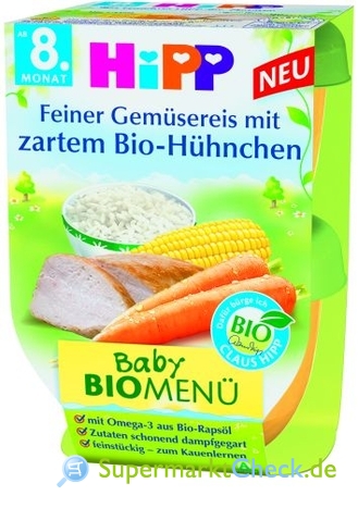 Foto von Hipp Baby Bio Menü Feiner Gemüsereis mit zartem Bio-Hühnchen
