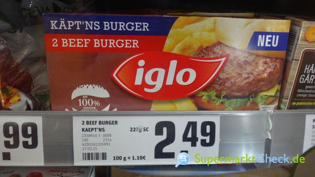 Foto von Iglo Käptns Beef Burger 