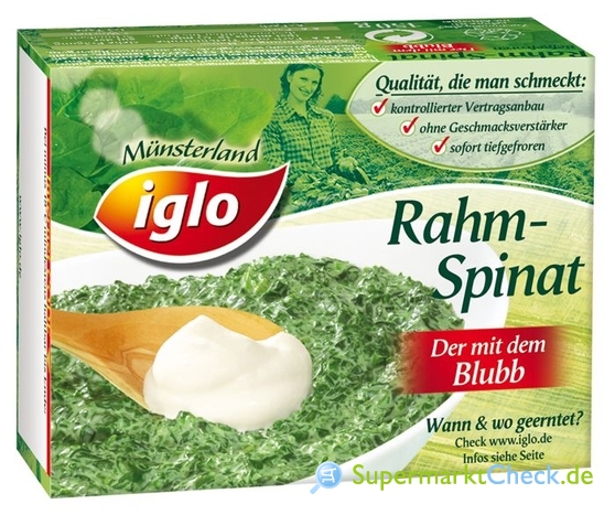 Angebote, Rahmspinat & portionierbar: Iglo Nutri-Score Kalorien Preis,