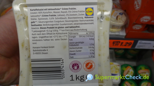 Kalorien Kartoffelsalat Schnittlauch: Angebote, Fraiche select chef & Nutri-Score mit Preis, Creme