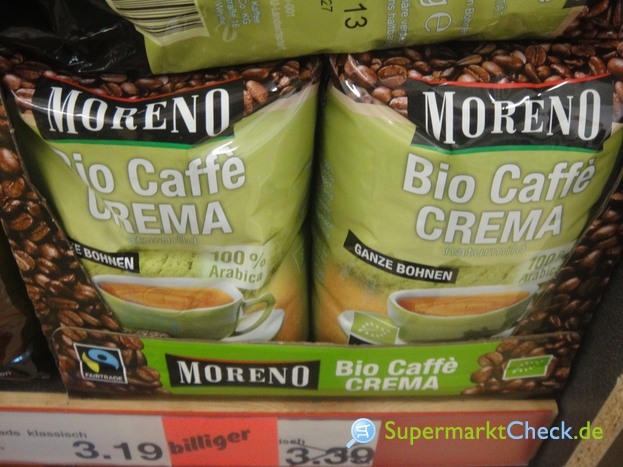 Moreno / Aldi Nord Bio Caffe Crema ganze Bohnen: Bewertungen, Angebote