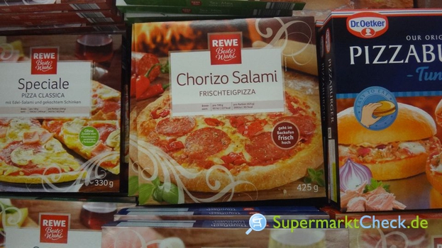 Foto von REWE Beste Wahl Chorizo Salami Frischteigpizza 