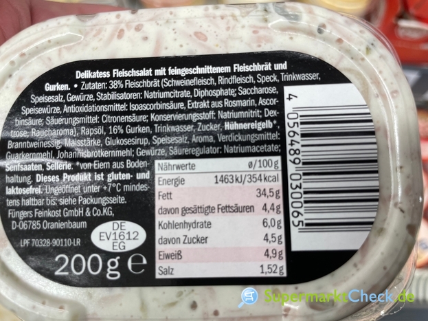 chefselect Delikatess Fleischsalat mit Kalorien Preis, Nutri-Score & Raucharoma: feinem Angebote