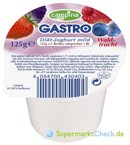 Foto von Campina Gastro Diät Joghurt mild