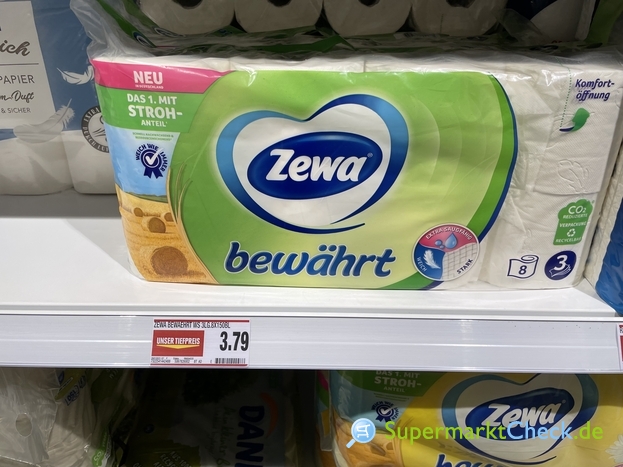 Foto von Zewa Bewährt Toilettenpapier weiß 3-lagig 8 x 150 Blatt