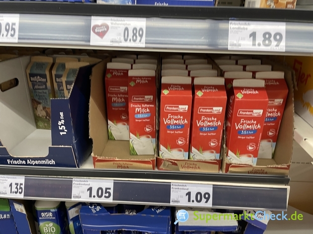Foto von Frankenland Frische Fettarme Milch länger haltbar 1,5 % Fett 1 l