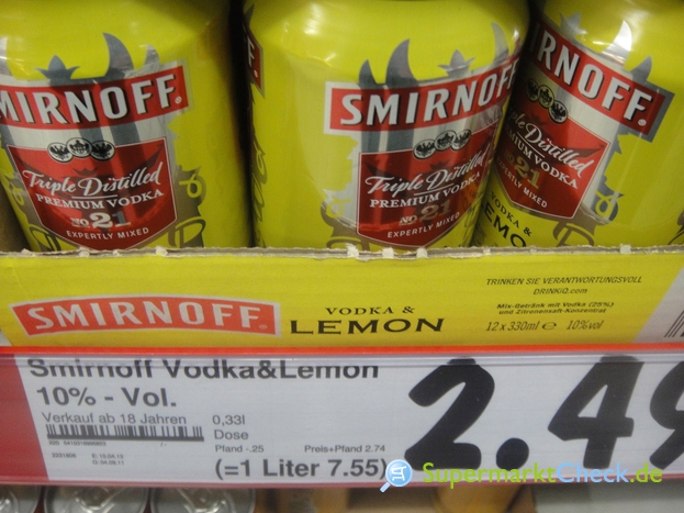 Foto von Smirnoff Vodka & Lemon
