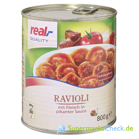 Foto von real Quality Ravioli mit Fleisch in pikanter Sauce