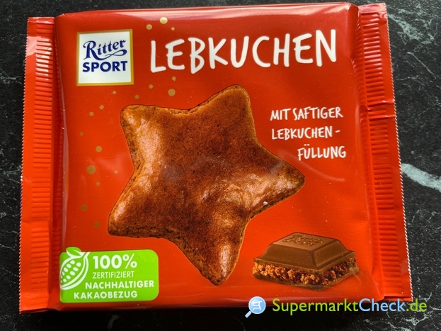 Foto von Ritter Sport  Schokoladentafel, Vollmilch und Lebkuchen 