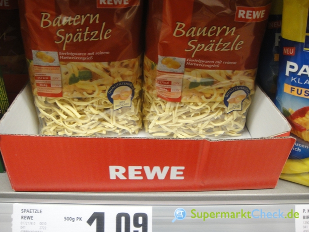 Rewe Bauern Spätzle mit Frischei: Preis, Angebote, Kalorien &amp; Nutri-Score