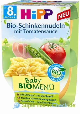 Foto von Hipp Baby Bio Menü Bio-Schinkennudeln mit Tomatensauce