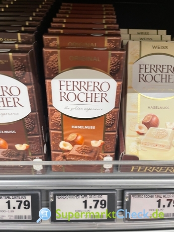 Foto von Ferrero Rocher Tafel Haselnuss