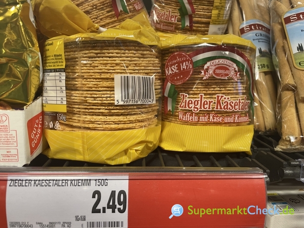 Ziegler Käsetaler Waffeln mit Käse &amp; Kümmel: Preis, Angebote, Kalorien ...