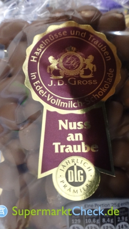 Foto von J.D.Gross Nuss an Traube in Edel Vollmilch Schokolade