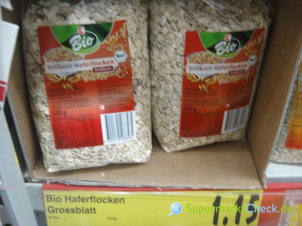 K Bio Vollkorn-Haferflocken Großblatt: Nutri-Score, Kalorien, Angebote