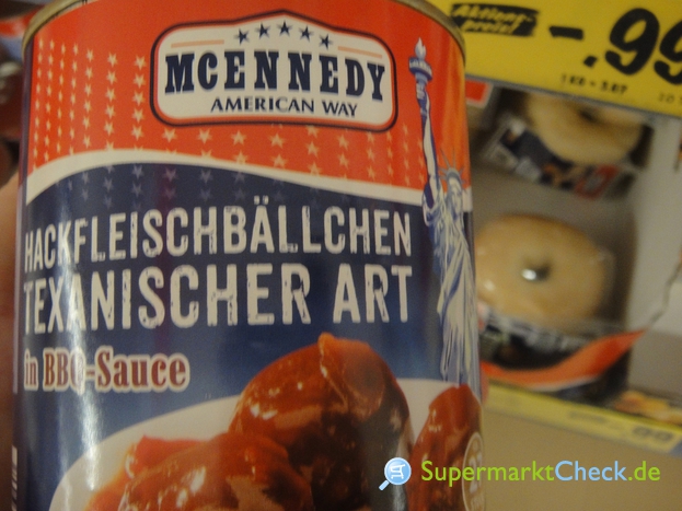 MCENNEDY Hackfleischbällchen Texanischer Art in BBQ Sauce: Preis, Angebote,  Kalorien & Nutri-Score
