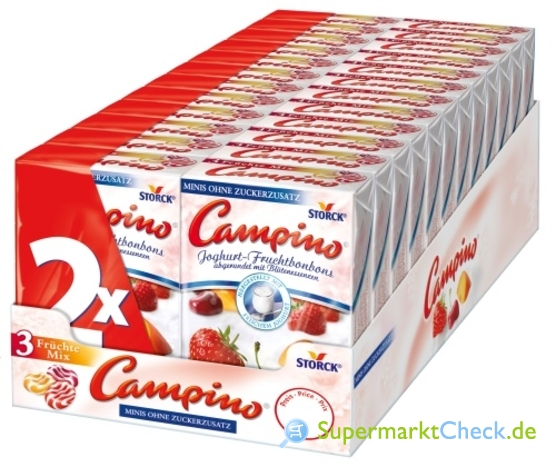 Campino Joghurt 3 Frcühte Mix: 398,0 Kalorien (kcal) und Inhaltsstoffe -  das-ist-drin